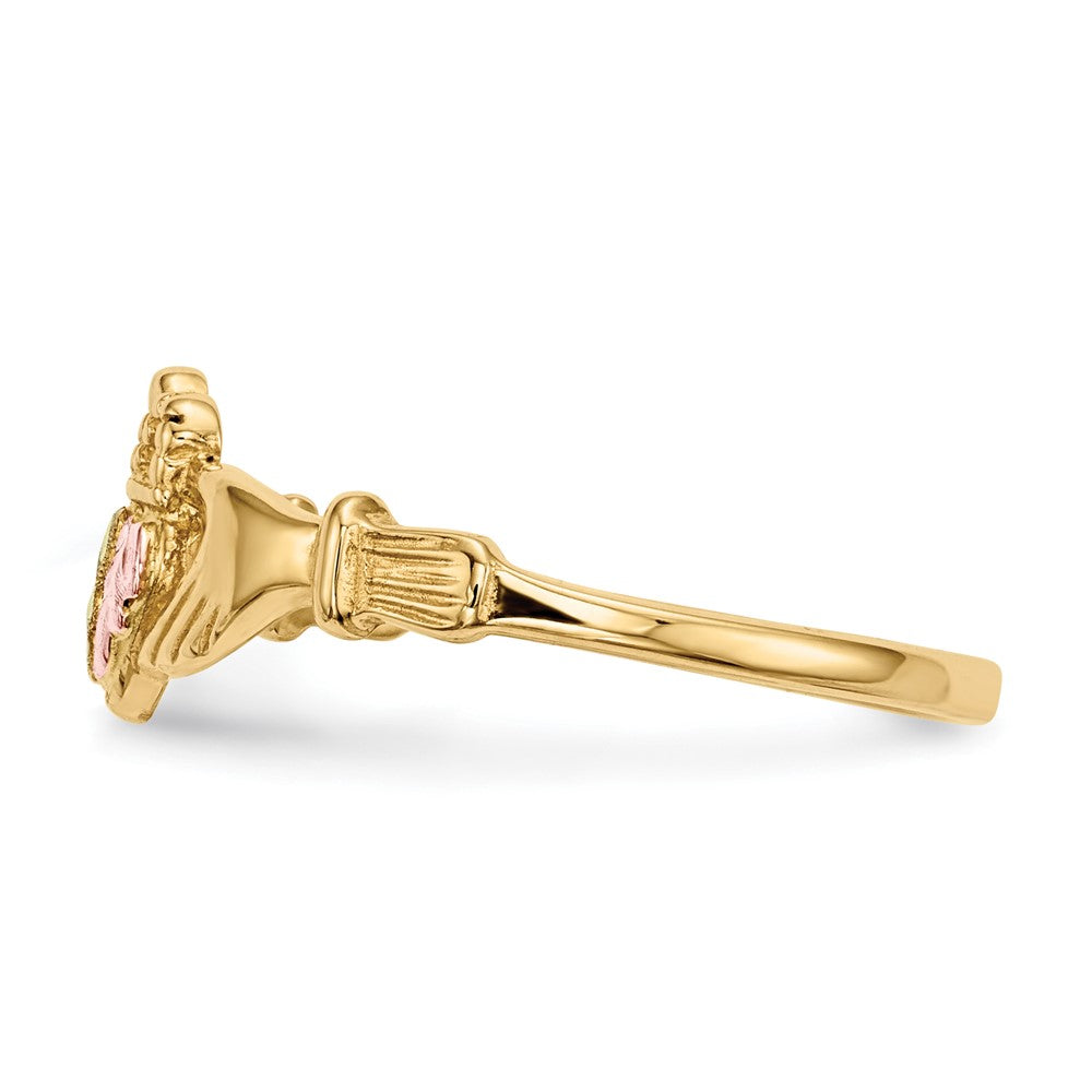 Buy Stylish 10K Tri-Color Black Hills Gold Claddagh Ring - Affordable Luxury!